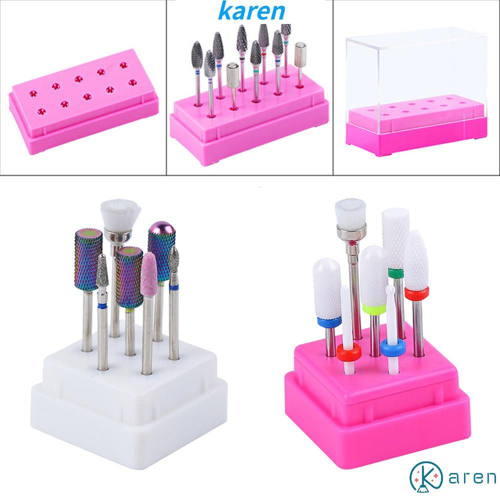 Hộp Đựng Đầu Mài Móng Tay 7 Lỗ&amp;10 Lỗ Trong Suốt Tiện Dụng