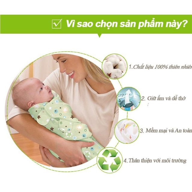 [Mã 267FMCGSALE giảm 8% đơn 500K] Ủ cuốn cotton dạng kén swaddle mềm mại cho bé/nhiều mẫu