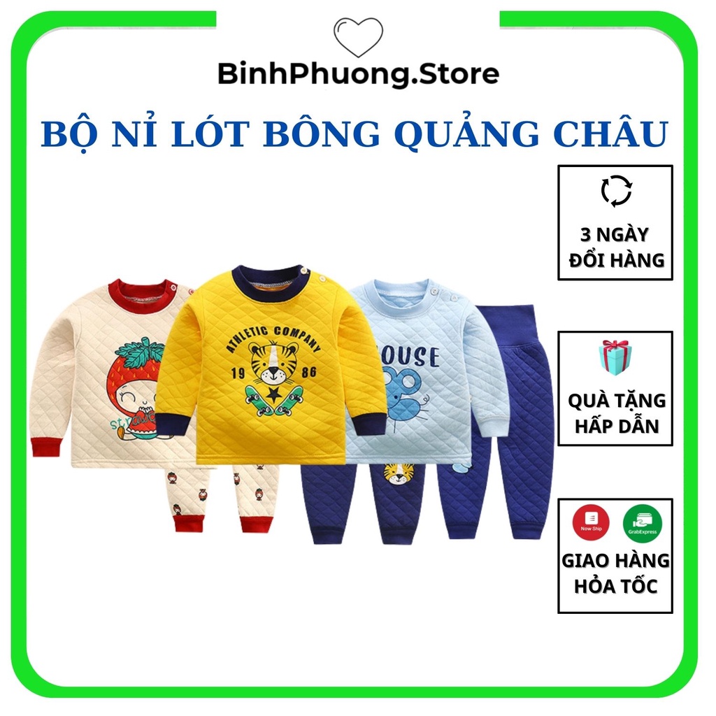Bộ Dài Tay Cho Bé, Bộ Đồ Thu Đông Quần Áo Nỉ Lót Bông Dài Tay Cho Trẻ Em Bé Trai Gái Nhập Khẩu Binhphuong.Store