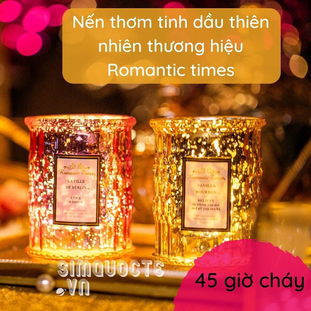 [Đốt 50h] Nến thơm tinh dầu thiên nhiên 3 tầng hương Romantic Times