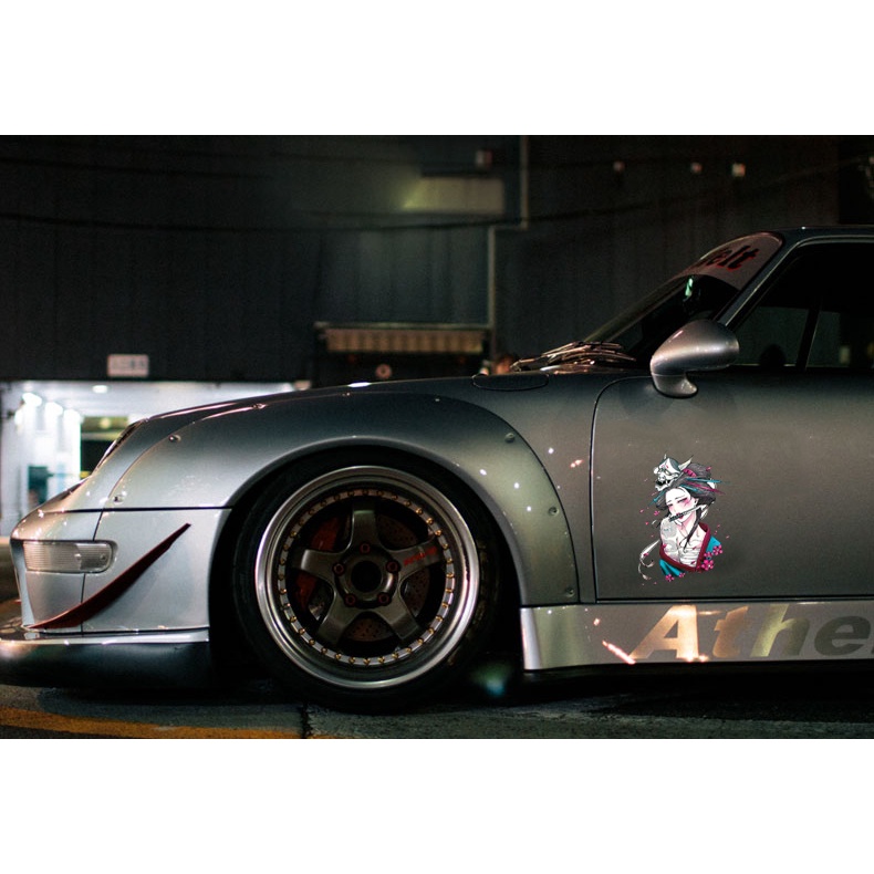 1 Miếng Dán Phản Quang Họa Tiết Geisha Nhật Bản Trang Trí Cửa Sổ Xe Hơi / Xe Máy