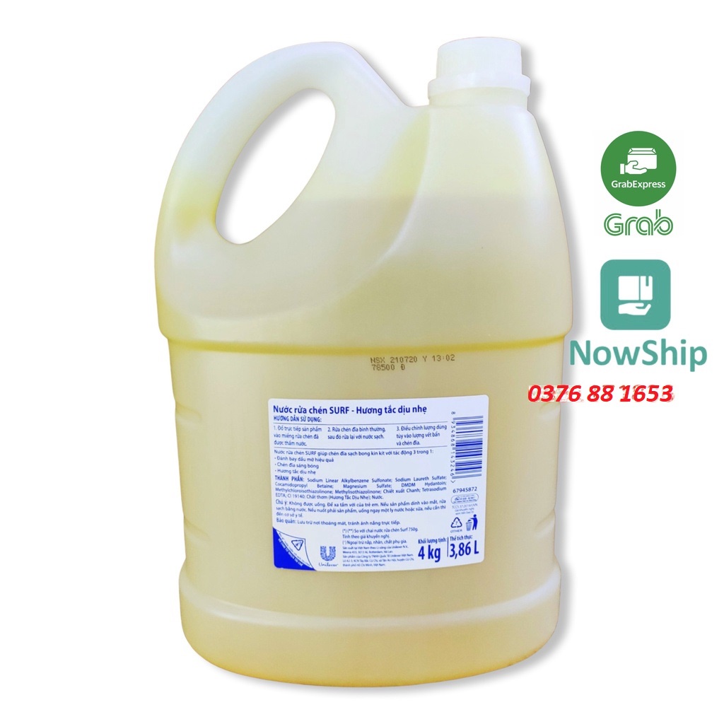 [Hoả Tốc] SURF Nước Rửa Chén hương Tắc 4kg/3.8kg/3.6lt
