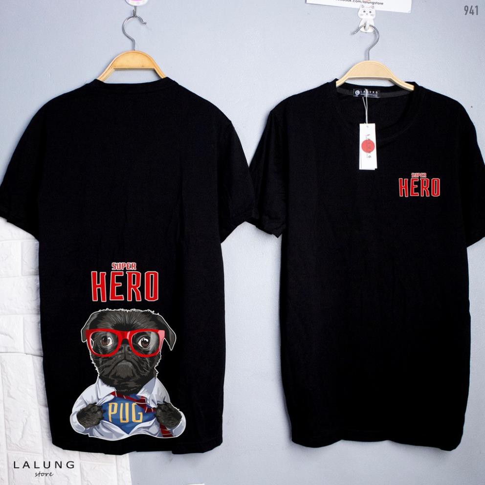 Áo phông Pug Hero (Chất đẹp, Unisex) . '