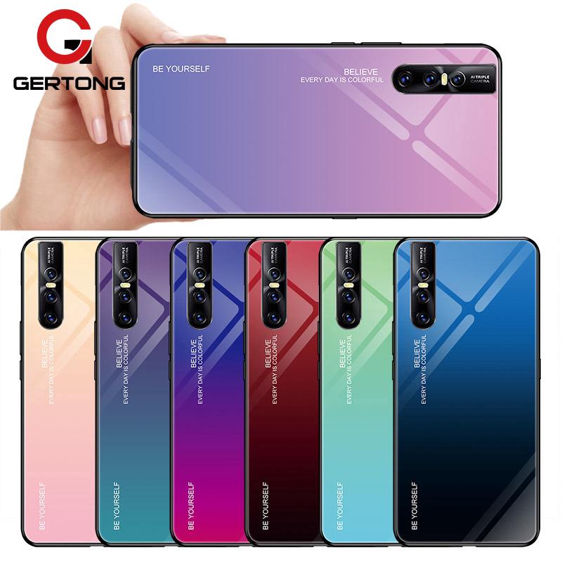 Ốp điện thoại silicon kính cường lực màu gradient cho VIVO Y85 V9 V9Youth V15 V15Pro S1 V11i
