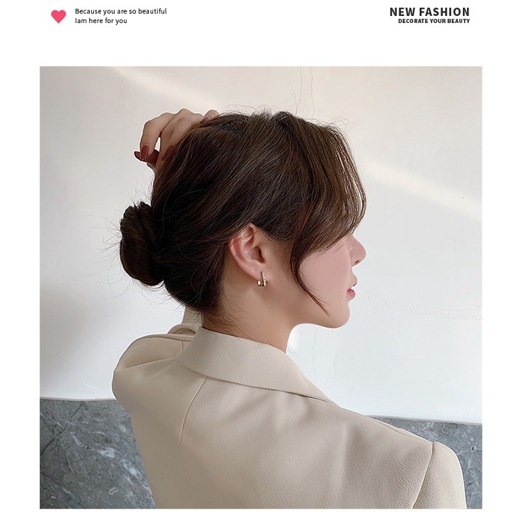 Bông tai mạ bạc 925 hình vuông thiết kế đơn giản phong cách Hàn Quốc mới