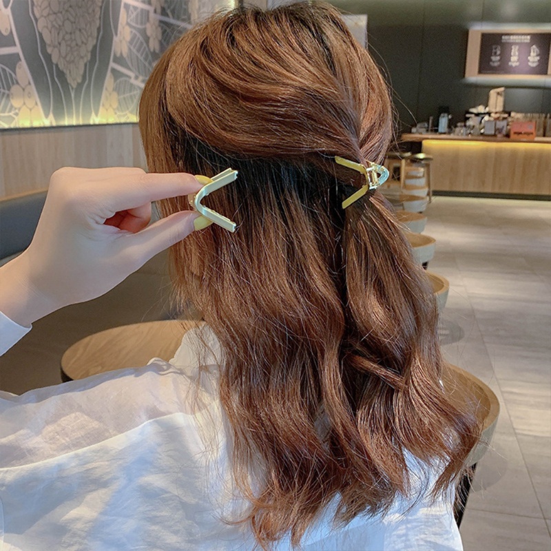 Kẹp Tóc Chữ V Bằng Kim Loại Chống Trượt Phong Cách Pháp