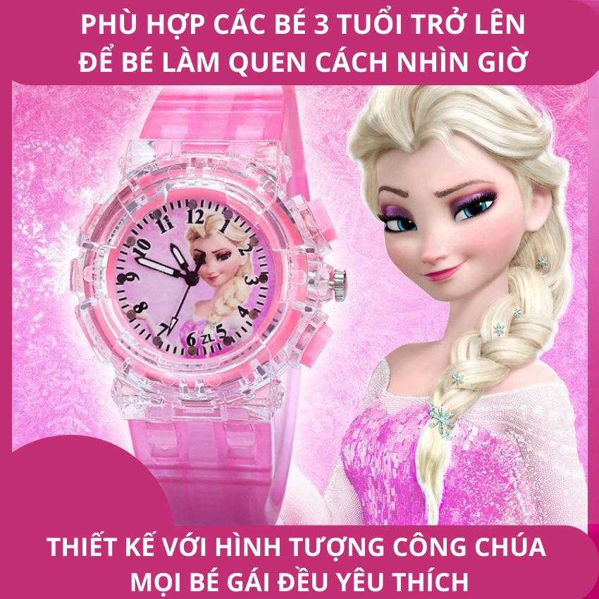 Đồng hồ đeo tay cho bé gái,bé trai gấu dâu,elsa,mèo kitty,siêu nhân marvel có led phát sáng-2ke kids-M1