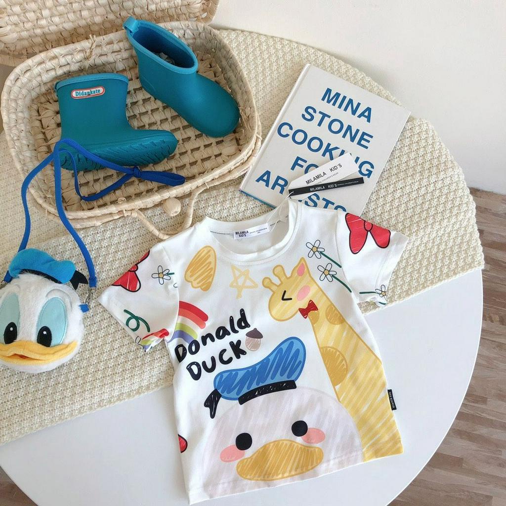 Sun baby Áo Thun cotton Ngắn Tay Họa Tiết Disney Xinh Xắn Dành Cho Bé