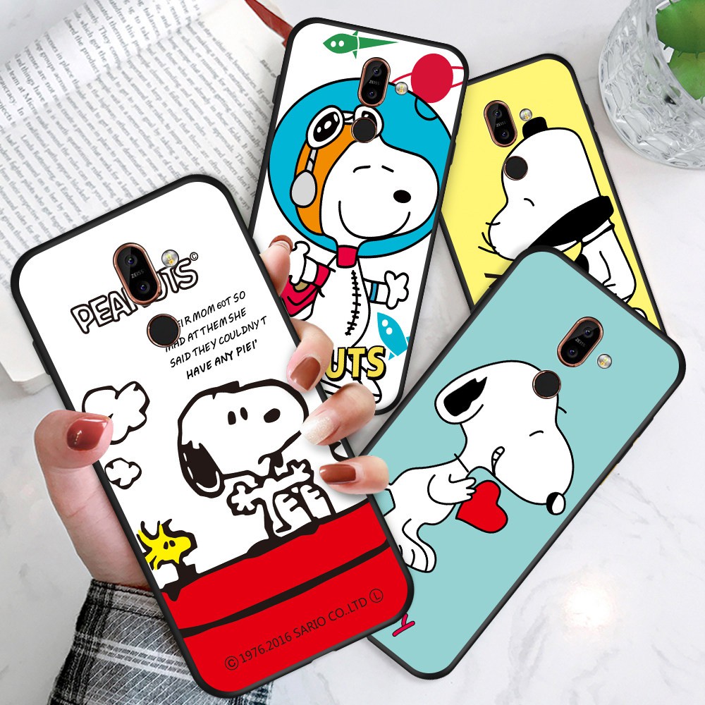 Nokia 6.1 Plus X6 X7 7.1 Plus 7 Plus 8.1 3.1 For Soft Case Silicone Casing TPU Cute Cartoon Snoopy Dog Phone Case Full Cover Simple Macaron Matte Shockproof Back Cases