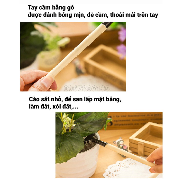 Bộ dụng cụ làm vườn mini 3 món/ Bộ dụng cụ trồng cây mini tiện ích