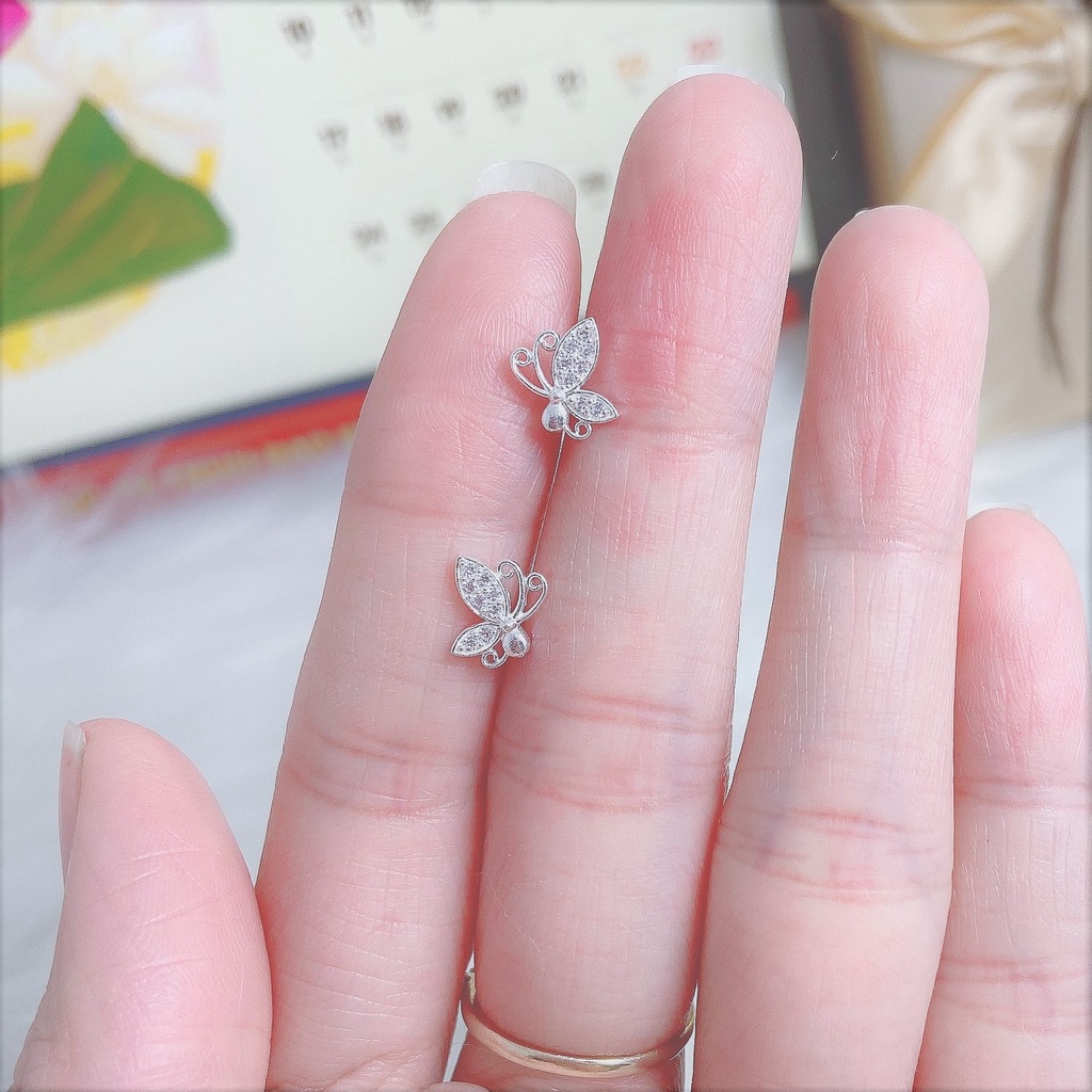 Bông tai bạc Evasilver hình cánh bướm,Khuyên tai chất liệu bạc ta cao cấp, sang trọng và nữ tính