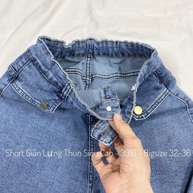 [SALE 4 màu]Quần Đùi Jeans Cạp Lưng Siêu Cao - Quần Short Giãn Lưng Cao Trên Rốn Phối Lưng Thun
