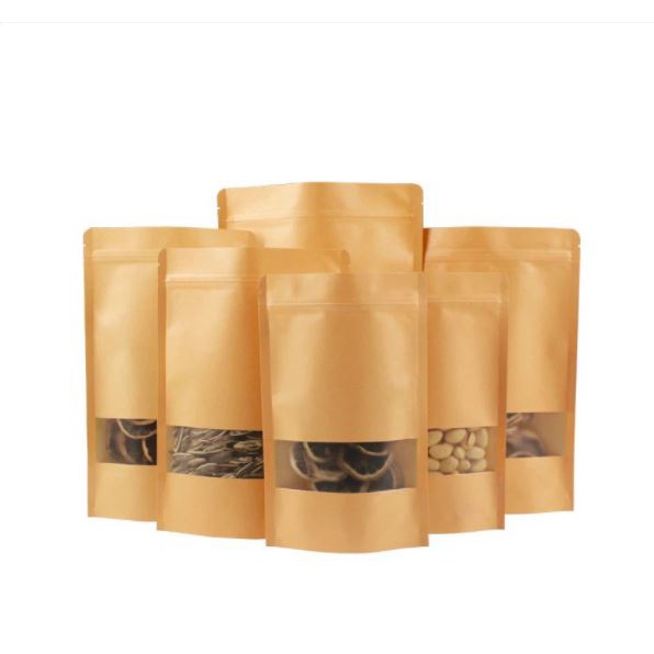 Combo 10 Túi Zip Giấy Kraft Nâu/Túi Zip Đựng Thực Phẩm Nhiều Size