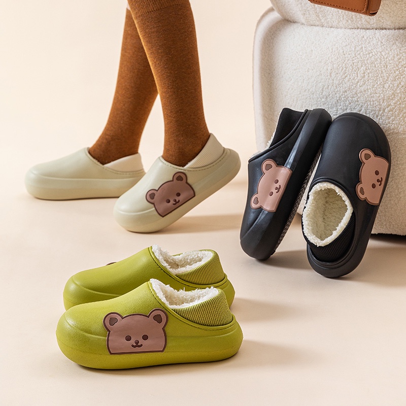 Tikp Dép Bông Nữ Giữ Ấm Chống Trượt Không Thấm Nước 3 Màu Size 36-45