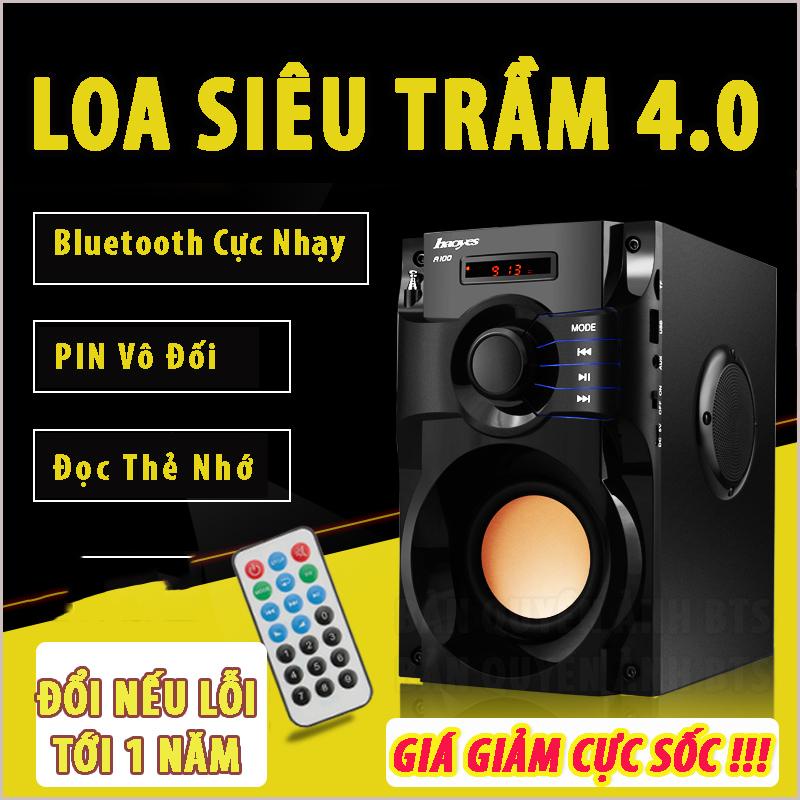 Loa Nghe nhạc Bluetooth Cao Cấp Super Bass RS - A100 (có điều khiển từ xa) - Loa hát karaoke {SIÊU SALE}