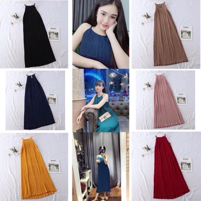 Váy maxi cổ yếm