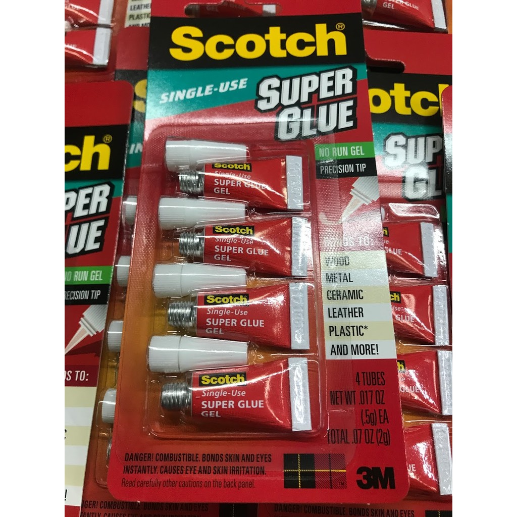 Keo dán đa năng nhanh khô siêu dính Super Glue 3M Scotch AD113 Single Use 1 hộp 24 tuýp tổng 12 gram keo.