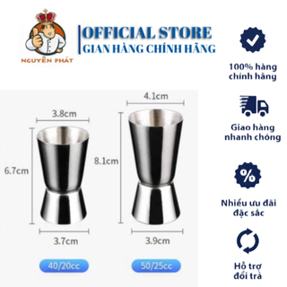 Ly đong pha chế, jigger định lượng pha chế rượu, trà sữa, trà , cà phê Espresso 2 đầu inox - Dụng Cụ Pha Chế Đà Nẵng