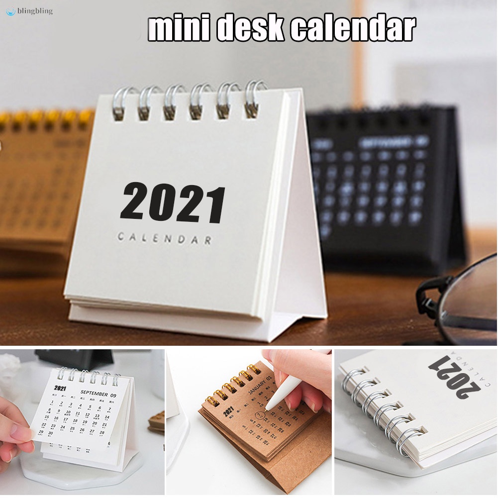 2021 New Year Mini Desk Calendar Simple Desk Coil Notepad Kraft Paper Calendar Daily Schedule