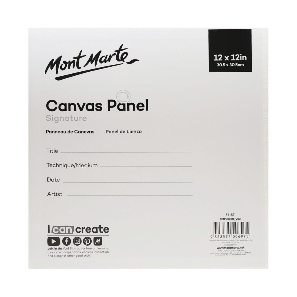 Bộ 2 Tấm Canvas Panels 30.5x30.5cm Mont Marte - CMPL3030 - Canvas Vẽ Tranh, Toan Vẽ Tranh