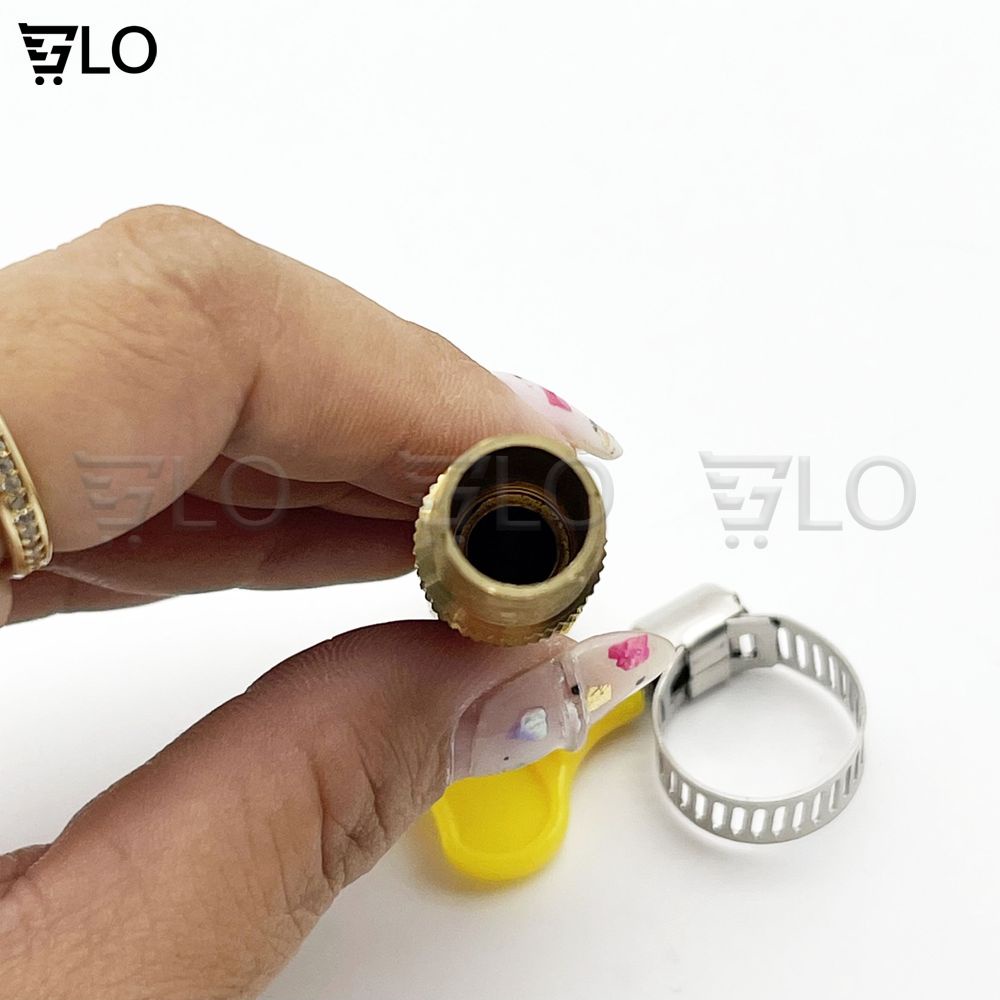 Đầu Vòi Xịt Tăng Áp Mini Bằng Đồng Kèm Đai Siết Ống, Vòi Sịt Phun Nước Rửa Xe, Tưới Cây Có Thế Điều Chỉnh Ở Nhiều Chế Độ