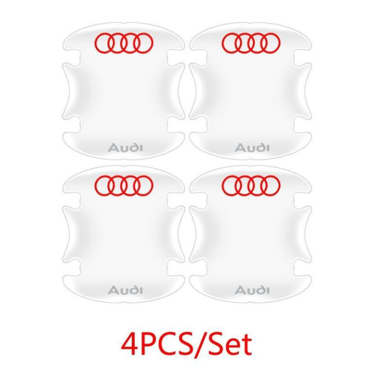 [AUDI] Bộ 8 miếng dán chống xước hõm cửa xe Audi silicon cao cấp , miếng dán cửa xe, ốp lõm tay nắm in logo
