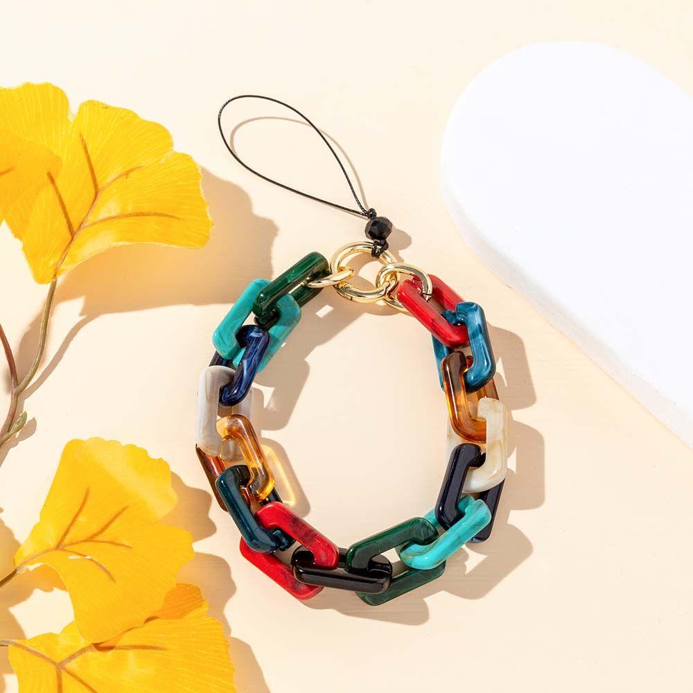 Dây Đeo Điện Thoại Dạng Chuỗi Hạt Kim Loại Nhiều Màu Chống Thất Lạc