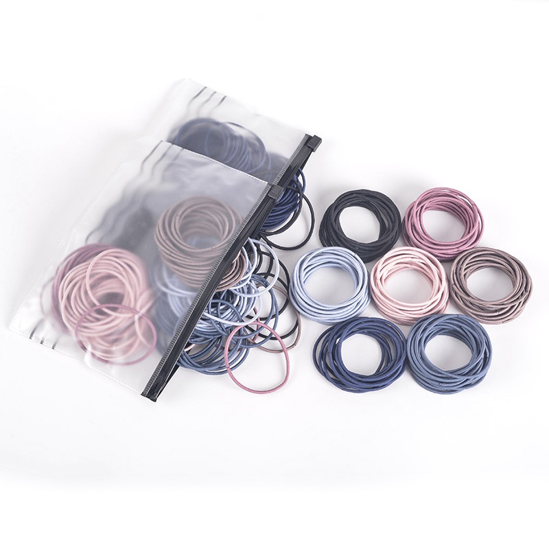 Set 100 Dây Thun Buộc Tóc 1 Lỗ Co Giãn Tốt Tiện Dụng Cho Nữ
