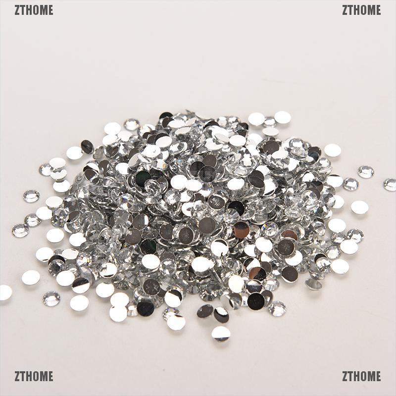 ZTHOME Lots 1000Pcs Rhinestone Facets Flatback Crystal Round Beads Nail Art DIY 4mm New