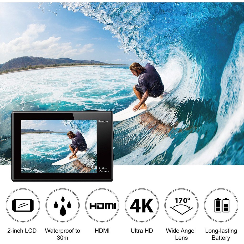 Camera hành trình Eken Ultra HD Wifi quay video 4K tặng đầy đủ bộ phụ kiện sports lắp đặt trên cả ô tô xe máy chính hãng