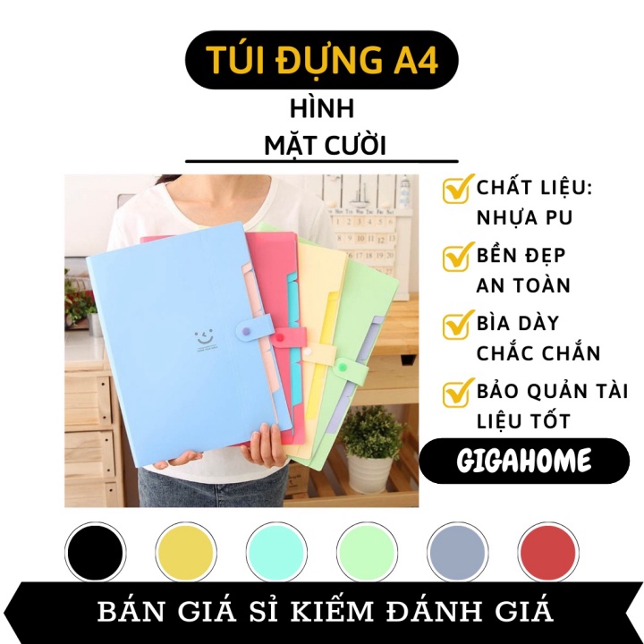 Tập đựng tài liệu  GIÁ VỐN  Túi đựng giấy A4 hình mặt cười, được làm từ chất liệu nhựa PP bền đẹp 9066