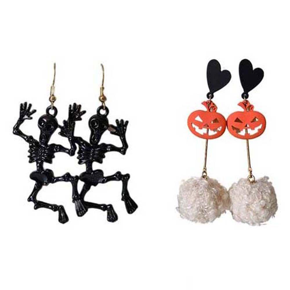 MXGOODS Halloween Earrings Girls Gift Halloween Party Pendant Earrings Skeleton Ghost Bat Dangle Ear Studs