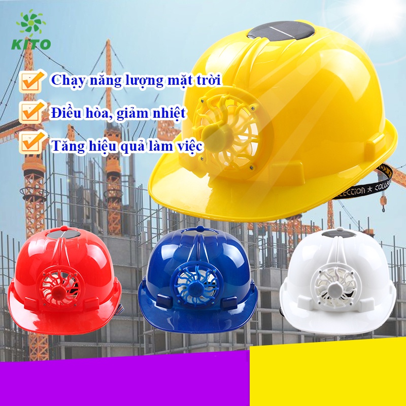 Mũ Bảo Hộ Gắn Quạt Chạy Bằng Năng Lượng Mặt Trời - ÁO ĐIỀU HÒA KITO
