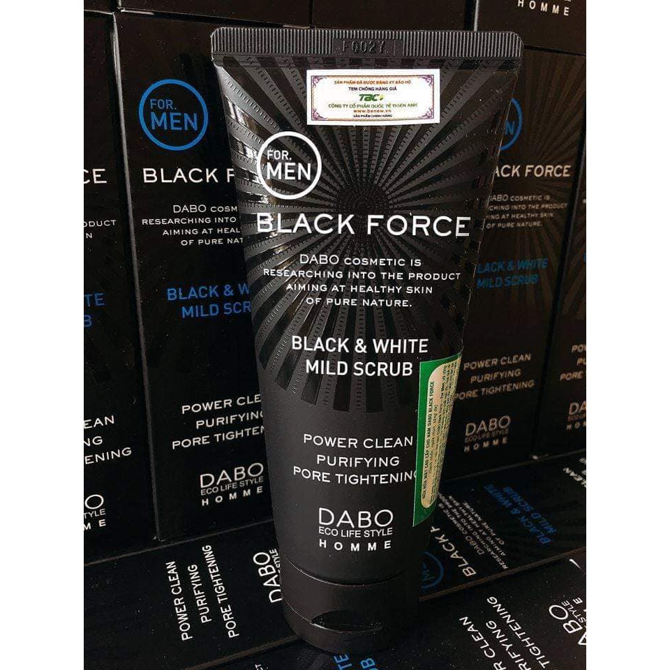 Sữa Rửa Mặt Cho Nam Da Dầu Mụn DABO Black Force Men Chính Hãng Hàn Quốc (Trắng da, khử mụn , sạch nhờn )