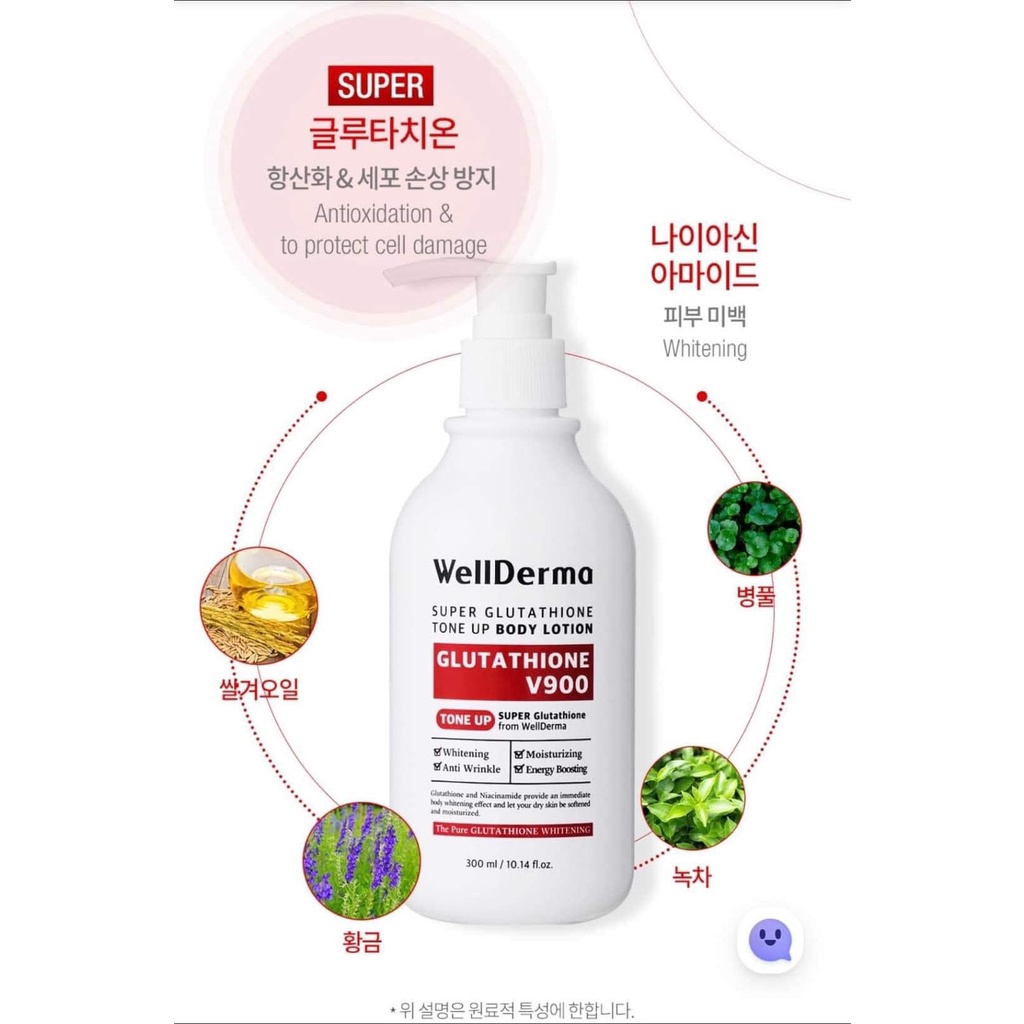 Kem dưỡng trắng Nâng Tone WellDerma Super Glutathione Tone Up Body Lotion 300ml