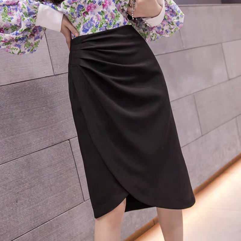 [Quà tặng là dây buộc tóc shop tặng nha] Chân váy dài công sở nhún eo dấu bụng phong cách quý phái, Chân váy midi MS10 | BigBuy360 - bigbuy360.vn