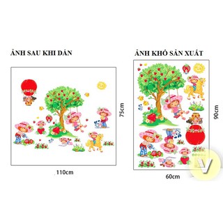 Decal dán tường Cô bé dâu tây