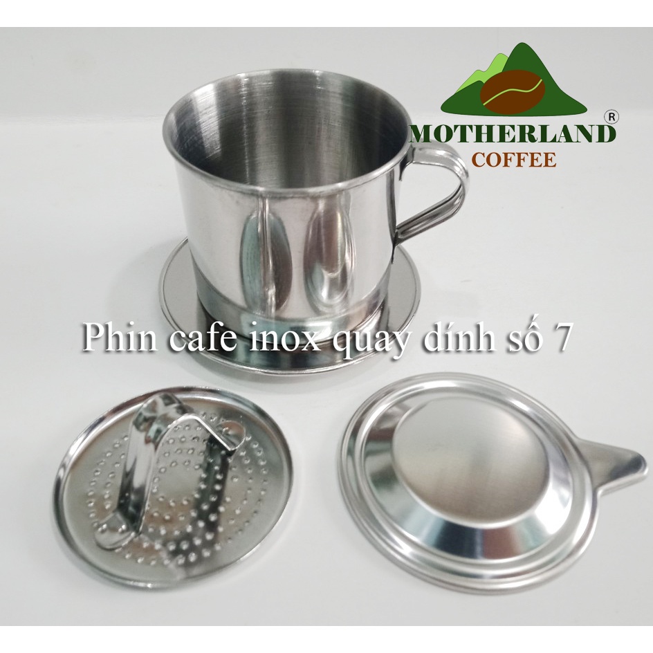 Phin pha cà phê inox quay dính số 7