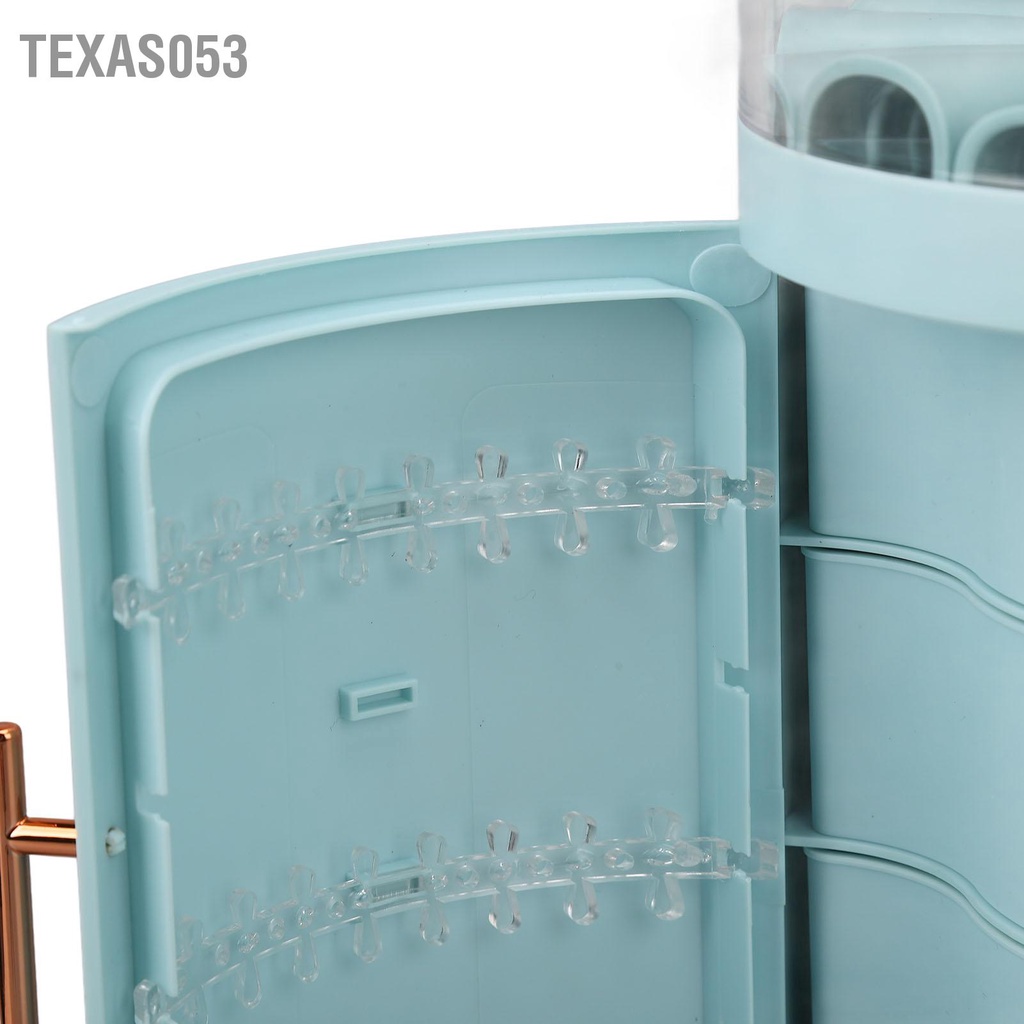 Texas053 Ngăn kéo Hộp đựng đồ trang sức Cửa đôi 5 lớp có dung tích lớn với nắp trong cho vòng đeo cổ