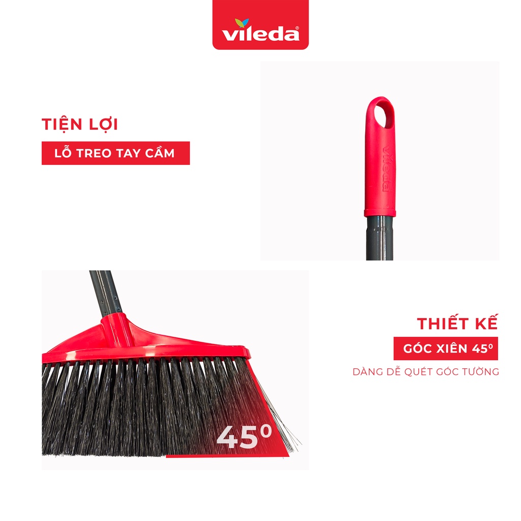 Chổi quét nhà VILEDA Clean&amp;Close 2in1 gồm chổi và hót rác, lông chổi bằng nhựa chống cong vênh - TSU159114