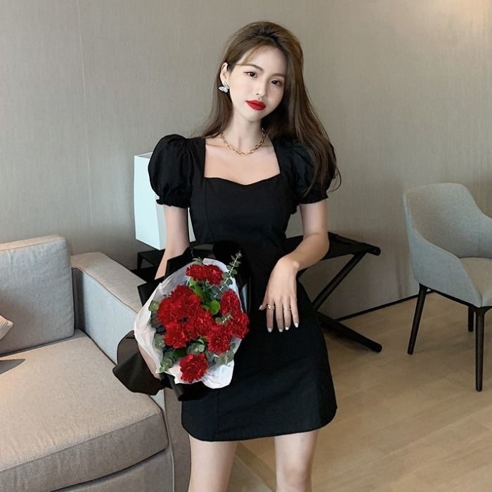 Đầm Cổ Vuông Tay Phồng Phong Cách Thời Trang Mùa Hè Mới Cho Nữ