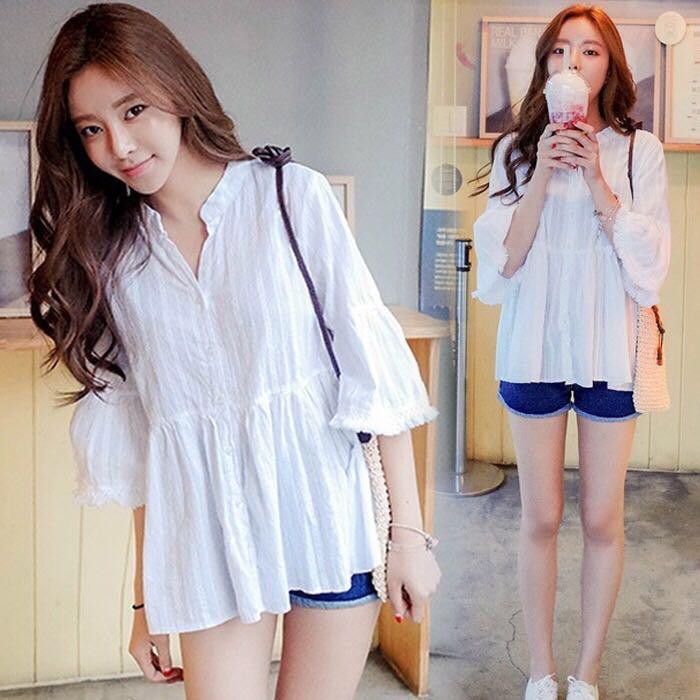 Bộ Áo Sơ Mi Cotton Và Quần Short Denim Thời Trang Mùa Hè 2019 Cho Mẹ Bầu (8 Mẫu)