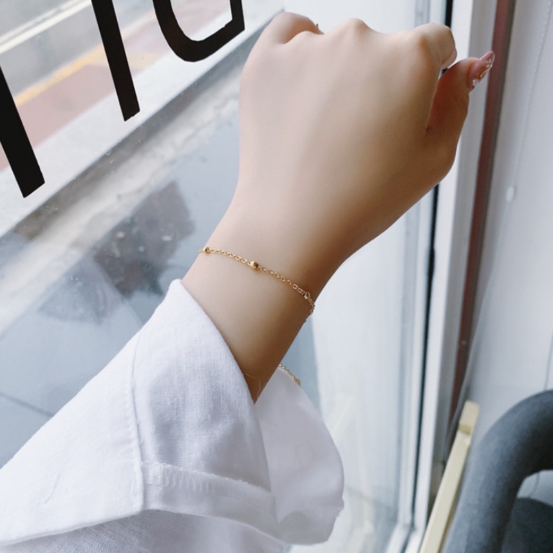 Lắc Tay Bi Dây Mảnh Titan Ko Đen TT 3893