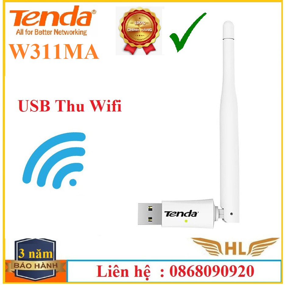 USB Thu Wifi Tenda W311Ma Có Râu , Tenda W311Mi Không Râu Chuẩn N150Mbps - Hàng Chính Hãng