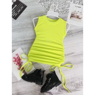 Đầm body dây rút bé gái