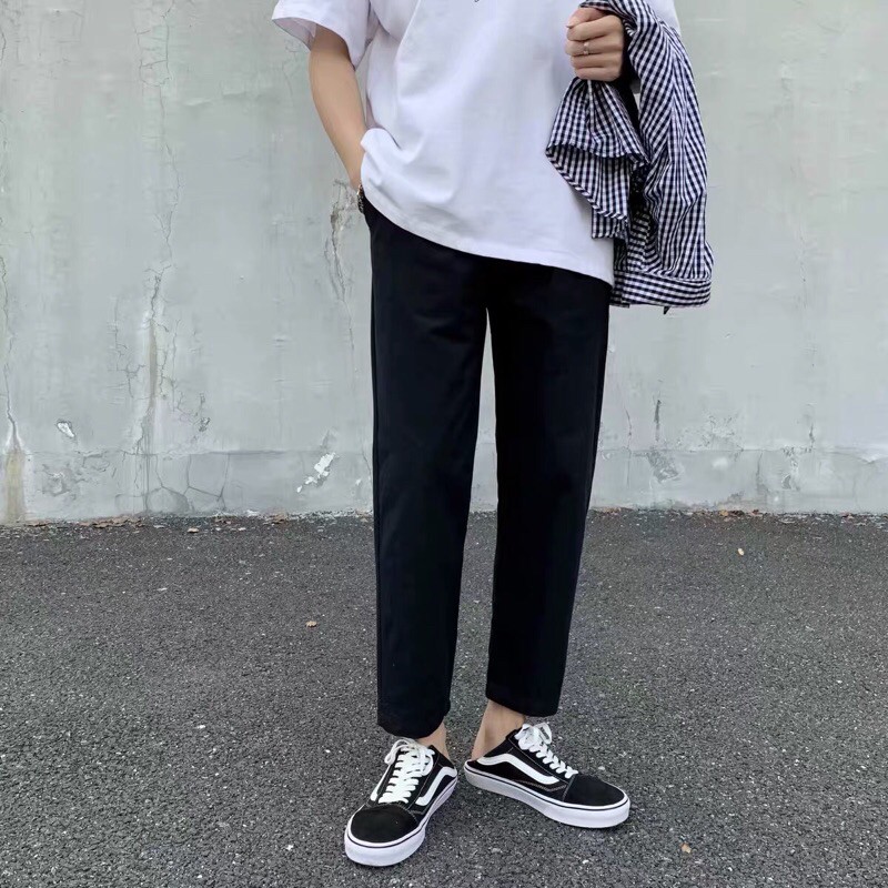 Quần Kaki Baggy Ống Suông Sắn Gấu Ulzzang Nam Nữ Unisex