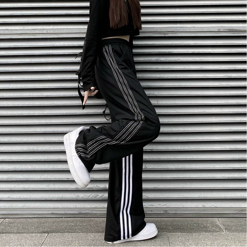 Quần suông ống rộng nữ quần sọc thể thao nam ống suông unisex SIB050