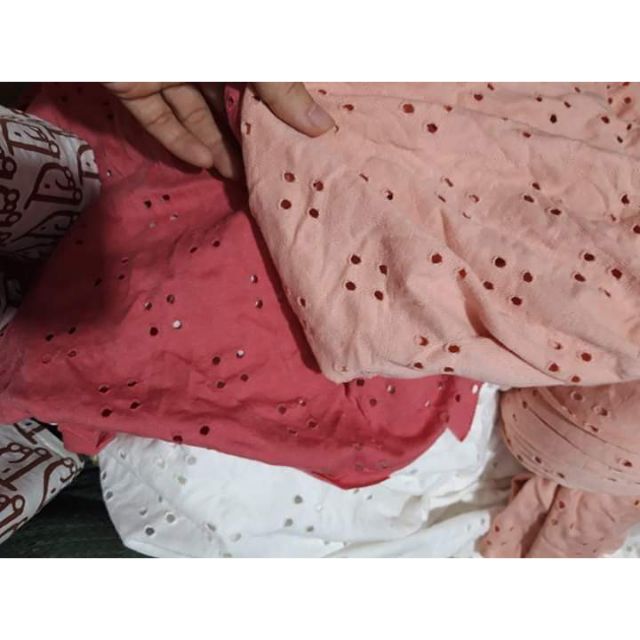 Vải cotton  thun lỗ 3 màu 2k