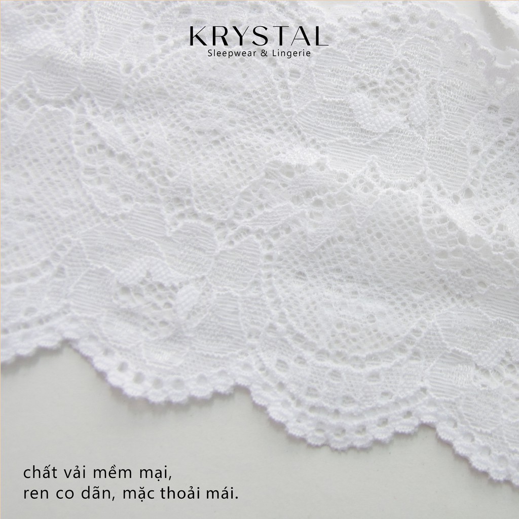 Bộ đồ lót ren không gọng mút mỏng màu trắng phối ren họa tiết KRYSTAL Bralette KSB03