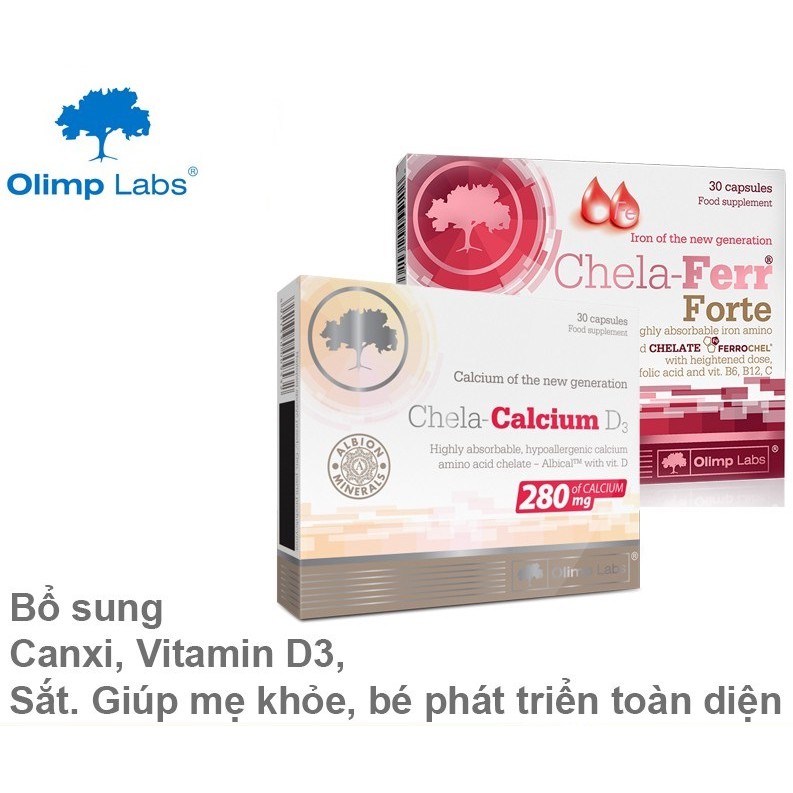 Combo Chela Calcium - Chela Ferr Forte - Bổ sung Canxi, Sắt, D3, C, B6, B12, Iron- Giúp mẹ khỏe, bé phát triển toàn diện